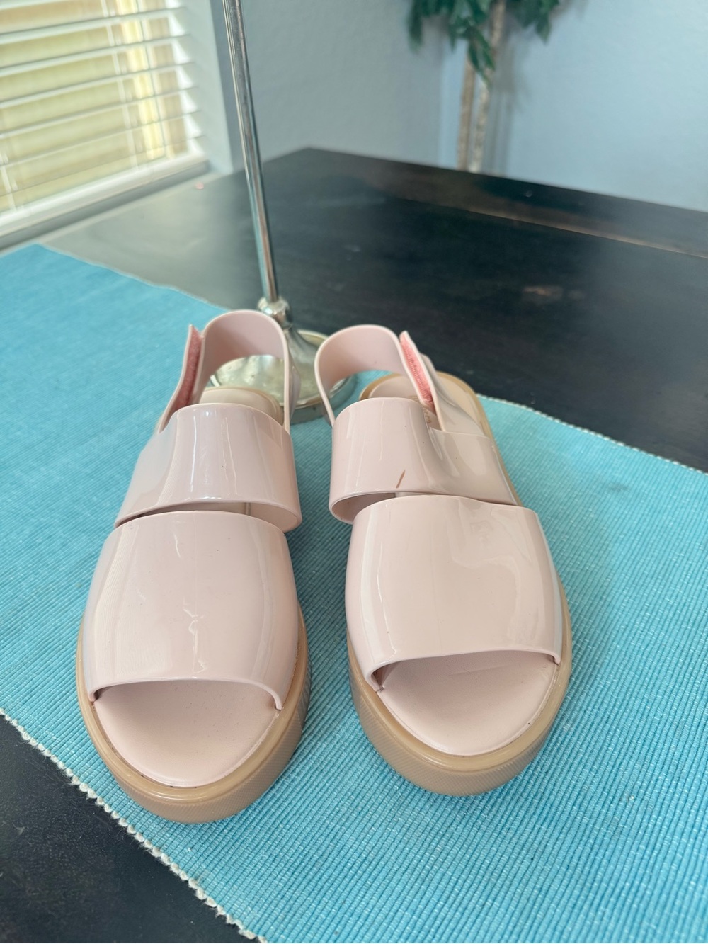 Melissa Patent Pink Platform Slide Sandals size 7